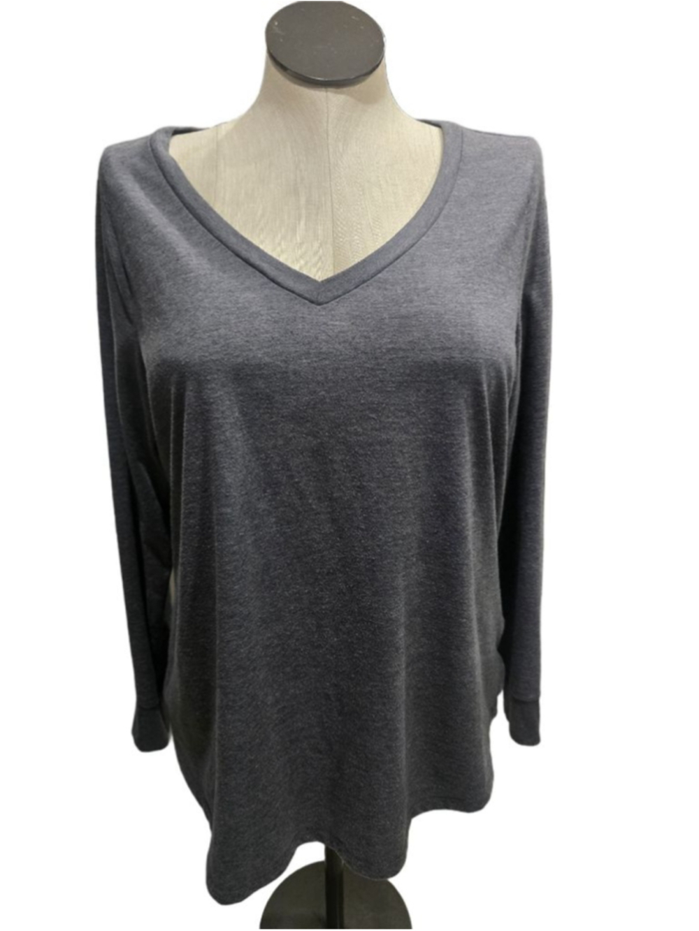 Women's TORRID Gray Long Sleeve V-Neck Tee 1X